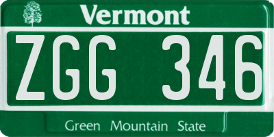 VT license plate ZGG346
