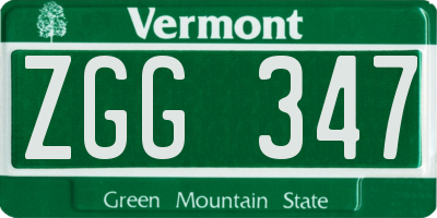 VT license plate ZGG347