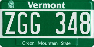 VT license plate ZGG348