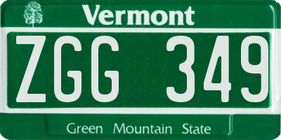 VT license plate ZGG349