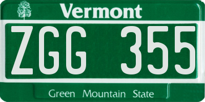 VT license plate ZGG355