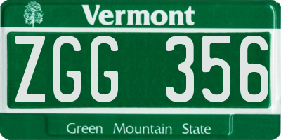 VT license plate ZGG356