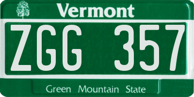 VT license plate ZGG357