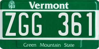 VT license plate ZGG361
