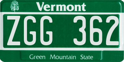 VT license plate ZGG362
