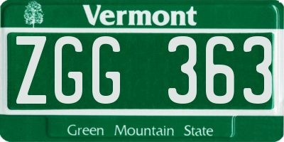 VT license plate ZGG363