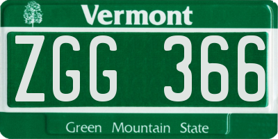 VT license plate ZGG366