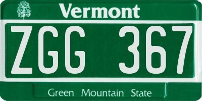 VT license plate ZGG367
