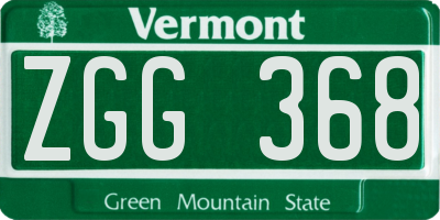 VT license plate ZGG368