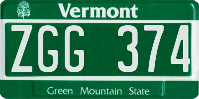 VT license plate ZGG374