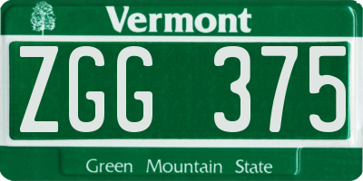 VT license plate ZGG375