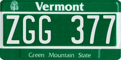 VT license plate ZGG377