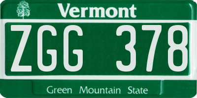 VT license plate ZGG378