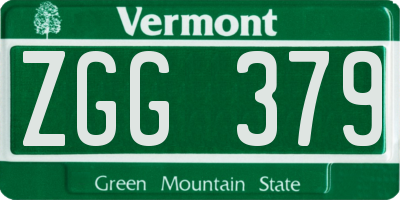 VT license plate ZGG379