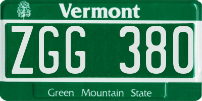 VT license plate ZGG380