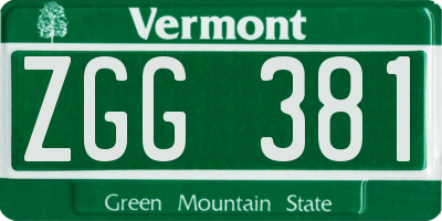 VT license plate ZGG381