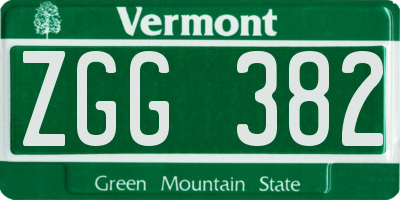 VT license plate ZGG382