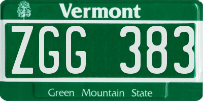 VT license plate ZGG383