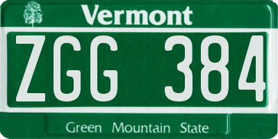 VT license plate ZGG384