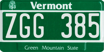 VT license plate ZGG385