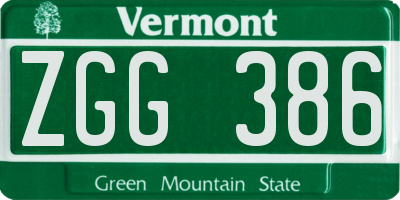 VT license plate ZGG386
