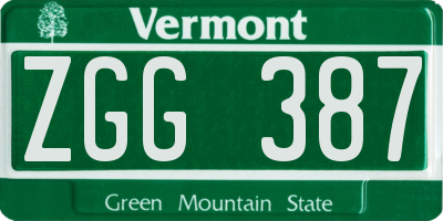 VT license plate ZGG387
