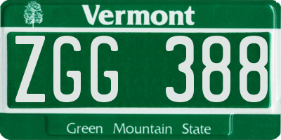 VT license plate ZGG388
