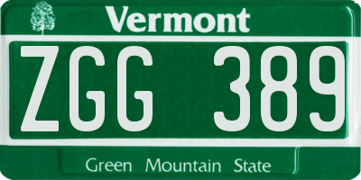 VT license plate ZGG389