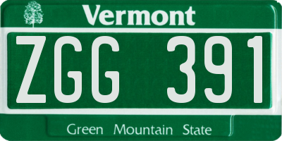 VT license plate ZGG391