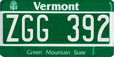 VT license plate ZGG392