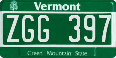 VT license plate ZGG397