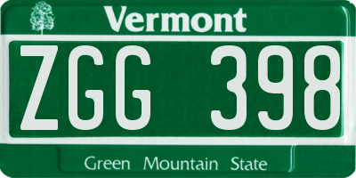 VT license plate ZGG398