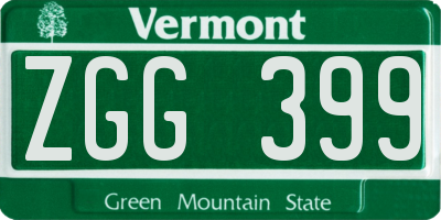 VT license plate ZGG399