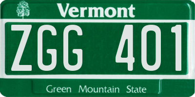 VT license plate ZGG401