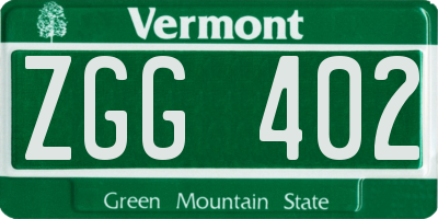 VT license plate ZGG402