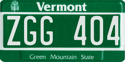 VT license plate ZGG404