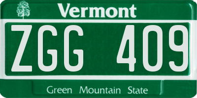 VT license plate ZGG409