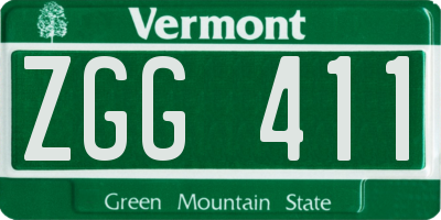 VT license plate ZGG411