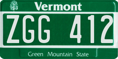 VT license plate ZGG412