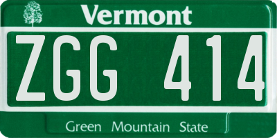 VT license plate ZGG414