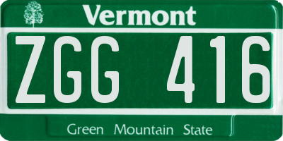 VT license plate ZGG416