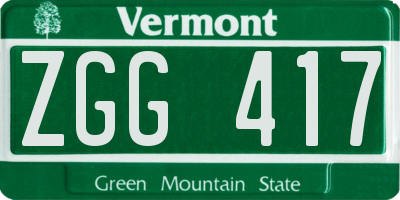 VT license plate ZGG417