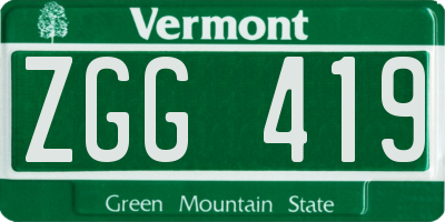 VT license plate ZGG419