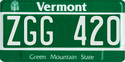 VT license plate ZGG420