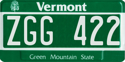 VT license plate ZGG422