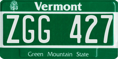 VT license plate ZGG427