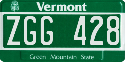 VT license plate ZGG428