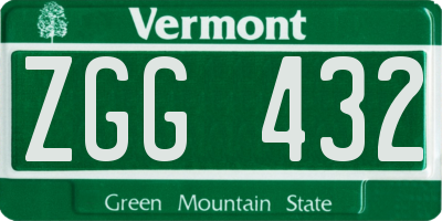 VT license plate ZGG432