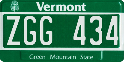 VT license plate ZGG434