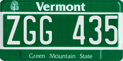 VT license plate ZGG435